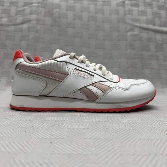 Reebok Shoes - Reebok Classic Shoes Womens Size 8 White Pink‎ Red Ortholite Sneakers EG0897